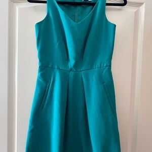 LOFT Teal Sleeveless V-Neck Dress